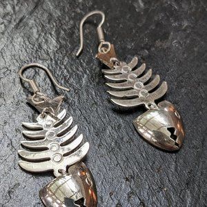 Fishbone 925 sterling silver earrings